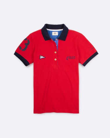 Women's short sleeved polo Bol d'Or Mirabaud 2022 Red