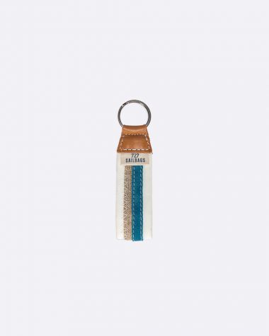  Schlüsselanhänger · Leinen und blau Leder