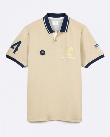 Herren-Poloshirt kurzärmel beige · Bol d'Or Mirabaud 2023