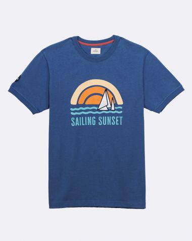 T-Shirt Sailing Sunset · Blau